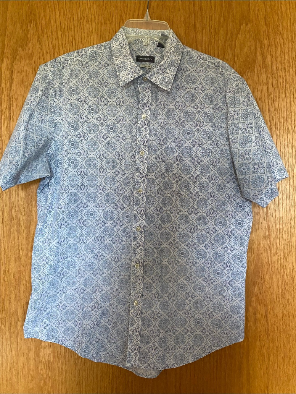 Van Heusen Light Blue Geometric Short-Sleeve Button-Down Shirt